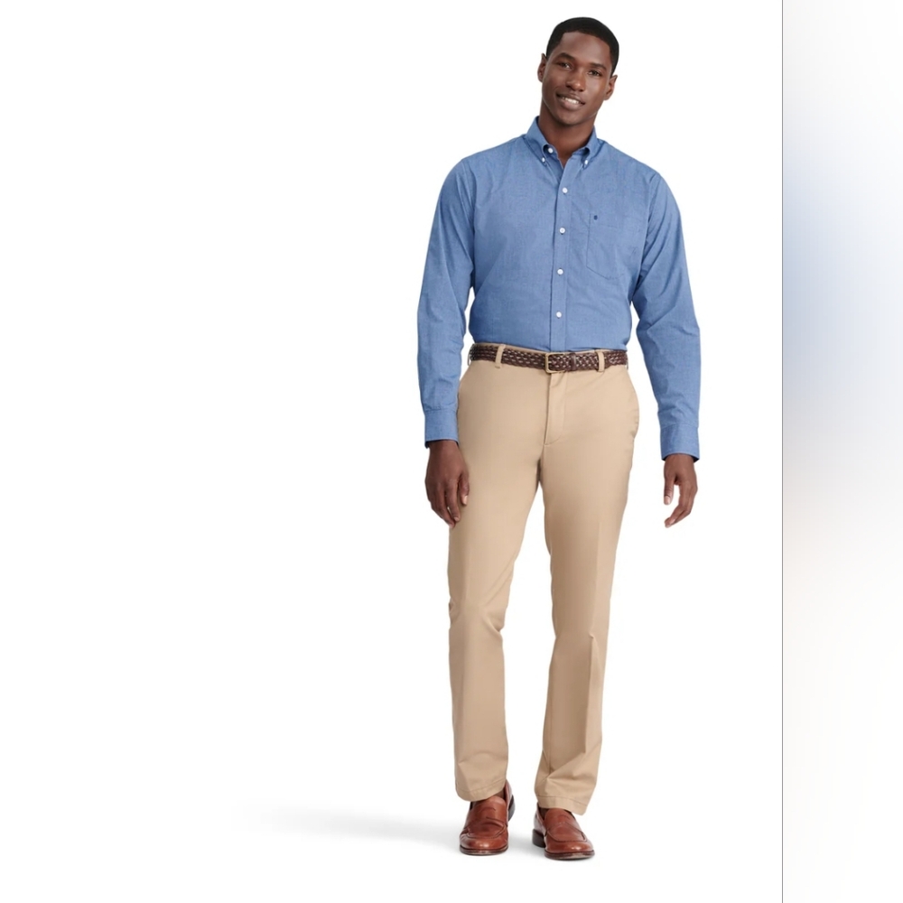 Izod American Chino Flat Front Khakis In Tan Size 42x30